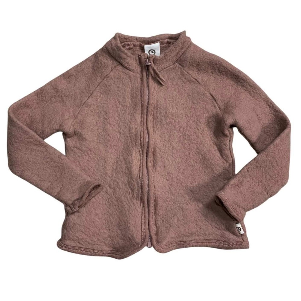 Müsli Green Cotton Jacket Kids 2-3Y Rose Wool Fleece GOTS Scandi Minimalist